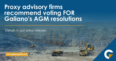 The proxy voting deadline is at 10:00 a.m., Pacific Time, on Tuesday, June 10, 2025. (CNW Group/Galiano Gold Inc.)