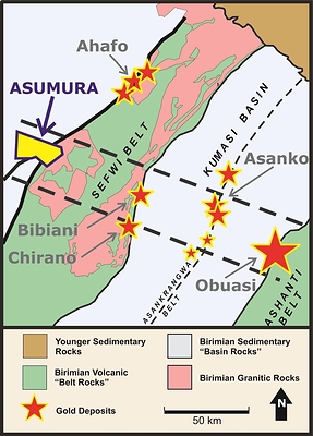 Figure 1 Asumura Property Location (CNW Group/Galiano Gold Inc.)