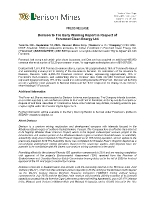 Denison to File Early Warning Report in Respect of Foremost Clean Energy Ltd. (CNW Group/Denison Mines Corp.)