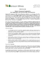 Denison Announces Agreement to Form Exploration Joint Ventures with Cosa Resources (CNW Group/Denison Mines Corp.)