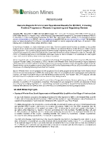 Denison Reports Financial and Operational Results for Q3’2024, Including Positive Progress on Phoenix Engineering and Regulatory Review (CNW Group/Denison Mines Corp.)