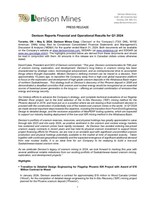 Denison Reports Financial and Operational Results for Q1 2024 (CNW Group/Denison Mines Corp.)