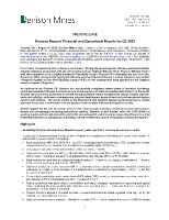 Denison Reports Financial and Operational Results for Q2 2023 (CNW Group/Denison Mines Corp.)