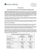 Denison Announces Filing of Technical Report for Wheeler River (CNW Group/Denison Mines Corp.)
