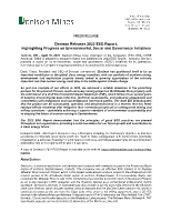 Denison Releases 2022 ESG Report, Highlighting Progress on Environmental, Social and Governance Initiatives (CNW Group/Denison Mines Corp.)