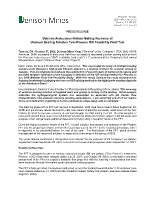 Denison Announces History-Making Recovery of Uranium Bearing Solution from Phoenix ISR Feasibility Field Test (CNW Group/Denison Mines Corp.)