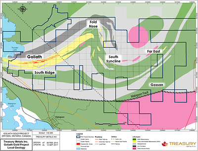 Figure 2: Goliath Property Exploration Targets (CNW Group/Treasury Metals Inc.)