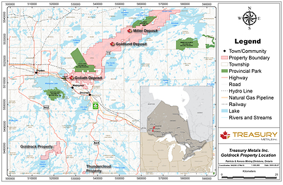 Figure 1: Goldrock Location Map (CNW Group/Treasury Metals Inc.)