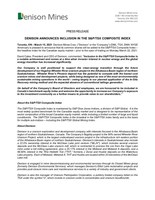 Denison Announces Inclusion in the S&P/TSX Composite Index (CNW Group/Denison Mines Corp.)