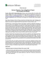 Denison Reports a Year of Significant Project and Company De-Risking (CNW Group/Denison Mines Corp.)