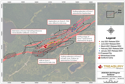 Figure 1: Goldlund Plan Map showing planned 2021 target locations (CNW Group/Treasury Metals Inc.)