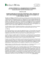 Denison Announces USD$25 Million Bought Deal Offering of Units and CAD$8 Million Bought Deal Private Placement of Flow-Through Shares (CNW Group/Denison Mines Corp.)