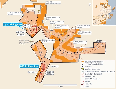 Figure 4 – Geiger Drill Hole Locations (CNW Group/IsoEnergy Ltd.)