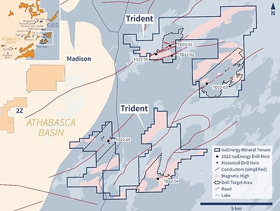 Figure 3 – Trident Drill Hole Locations (CNW Group/IsoEnergy Ltd.)
