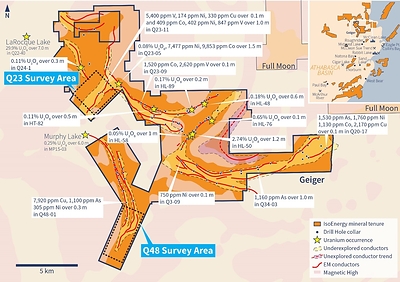 Figure 4 – Geiger Project Ground Geophysical Survey Areas (CNW Group/IsoEnergy Ltd.)