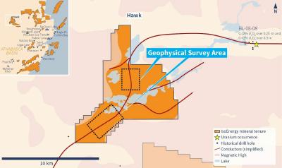 Figure 6 – Hawk Project Ground Geophysical Survey Areas (CNW Group/IsoEnergy Ltd.)