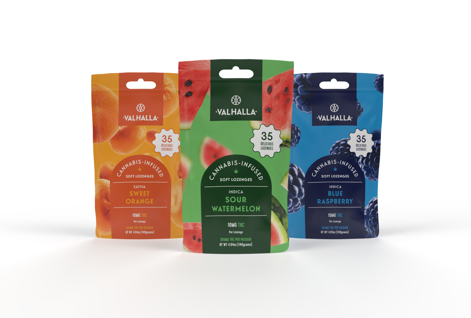 Valhalla Sweet Orange, Sour Watermelon and Blue Raspberry THC Infused Soft Lozenges, Available in the Apothecarium New Jersey Locations September 2, 2021 (CNW Group/TerrAscend)