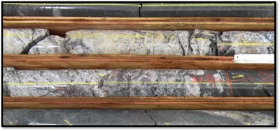 Figure 2: Torbrit Horizon Extension in core from DV21-275 lower contact at 362.75m (CNW Group/Dolly Varden Silver Corp.)