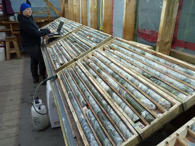 Figure 1. Logging Extensive epithermal silver vein and breccia mineralization in Drill Hole DV20-222 (CNW Group/Dolly Varden Silver Corp.)