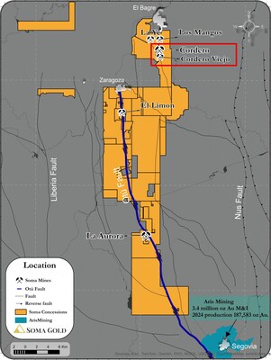 Figure 1: Location Cordero Mine and Cordero Viejo Zone (CNW Group/Soma Gold Corp.)