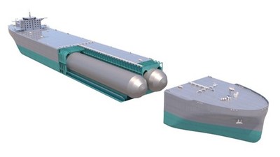 Artist rendering of Global Energy Ventures’ fuel cell-powered C-H2 Ship, to be powered by a Ballard system as it transports compressed green hydrogen (CNW Group/Ballard Power Systems Inc.)