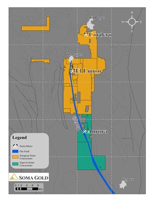 Location of La Aurora Mine and the Machuca Project (CNW Group/Soma Gold Corp.)