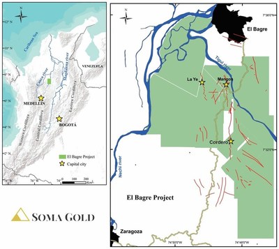 Map #1 plan view of project location. (CNW Group/Soma Gold Corp.)