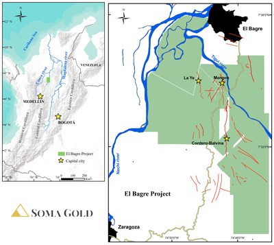 Map #1 plan view of project location. (CNW Group/Soma Gold Corp.)