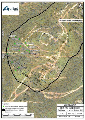 Figure 3 – Dish Mountain Southwest Extension Drilling Location Plan (CNW Group/Allied Gold Corporation)