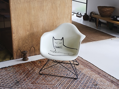 Staged at the Eames House, Pacific Palisades, California © Eames Foundation, 2023 | © Vitra | Photo: Florian Böhm (Studio AKFB) |© The Saul Steinberg Foundation/Artists Rights Society (ARS), New York