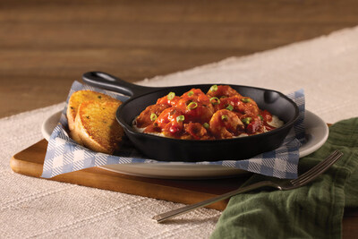 New Shrimp n' Grits are available all day at Cracker Barrel and feature tender shrimp and andouille sausage sautéed with onions, celery and red peppers all simmered in a zesty creole sauce. Served over our rich n’ creamy dinner grits and topped with green onions. Comes with grilled parmesan bread for dipping.