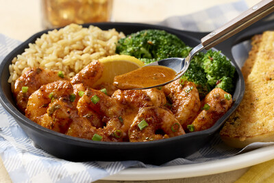 Cracker Barrel's new Cajun Shrimp Skillet includes grilled shrimp with a zesty creole sauce, served with seasoned rice and grilled parmesan break for dipping.