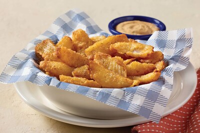 Inspired by an original menu item, Cracker Barrel's new Crispy Onion Petals feature lightly battered and crispy-fried, seasoned with garlic salt and served with our new Country Comeback dipping sauce.