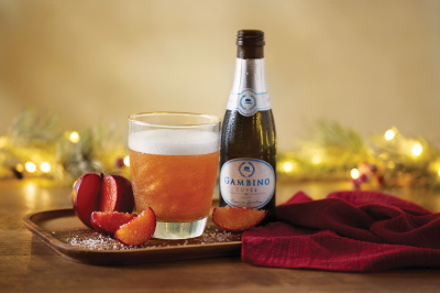 Sparkling Plum Mimosa: Sparkling wine paired with sweet winter fruit flavors and a sprinkle of edible gold glitter. Available by the glass or the pitcher for a limited time.
