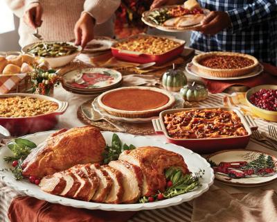 Spend more quality time with family and less time cooking this Thanksgiving with Cracker Barrel's Heat n’ Serve Feast, which serves 8-10 people (starting at $139.99), or Heat n’ Serve Family Dinner, which serves 4-6 people (starting at $89.99). Available for pick up Nov. 20-27, 2021, while supplies last.