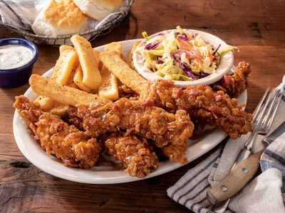 Another new option, Cracker Barrel is now offering Sweet N' Smoky Glazed Tenders - crispy tenders fried and tossed with maple bacon glaze, then served with buttermilk ranch for dipping.
