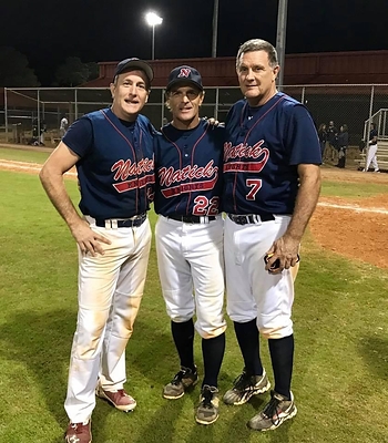 The Flutie brothers, from left to right: Darren Flutie, Doug Flutie, Bill Flutie.