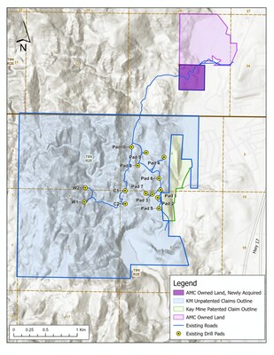 Figure 1. Kay Mine claims showing the acquisition Property located 950 metres to the northeast (CNW Group/Arizona Metals Corp.)