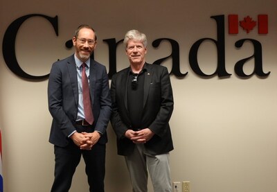 September, 2025 (Vancouver) Martin Turenne, President and CEO, FPX Nickel and Honourable Tim Hodgson, Minister of Energy and Natural Resources (left to right) (CNW Group/FPX Nickel Corp.)
