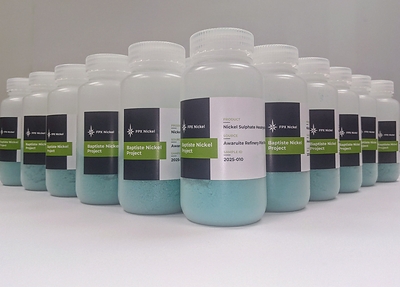 Figure 1 – Samples of Battery-Grade Nickel Sulphate Crystals Produced from Baptiste’s Awaruite Nickel Concentrate (CNW Group/FPX Nickel Corp.)
