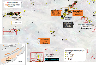 Figure 1: Kincora’s wholly owned, strategic and district scale position in Mongolia’s world-class Southern Gobi porphyry belt (CNW Group/Kincora Copper Limited)