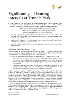Full press release with figures: Significant gold-bearing intervals at Trundle Park (CNW Group/Kincora Copper Limited)