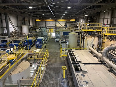 Interior view of Electra Cobalt Refinery in Temiskaming Shores, ON (CNW Group/Electra Battery Materials Corporation)