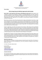 Africa Energy Executes Definitive Agreements with Arostyle (CNW Group/Africa Energy Corp.)