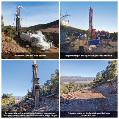 Figure 2. Drilling is underway at Atlanta with road construction along the South Quartzite Ridge Target nearing completion. (CNW Group/Nevada King Gold Corp.)