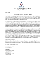 Africa Energy Block 2B Operations Update (CNW Group/Africa Energy Corp.)