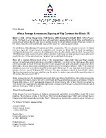 Africa Energy Announces Signing of Rig Contract for Block 2B (CNW Group/Africa Energy Corp.)