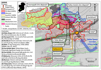 Exhibit 6. Regional Map Showing Location of Ballywire Discovery, PG West Project (100% Interest) (CNW Group/Group Eleven Resources Corp.)