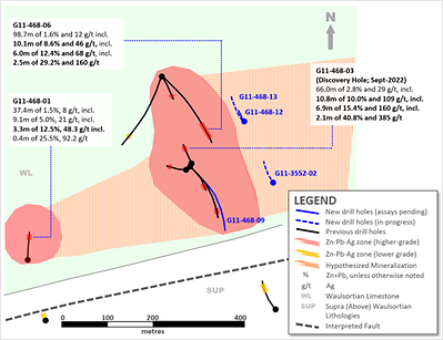 Exhibit 1. Detailed Plan Map of New Drilling at Ballywire Discovery, PG West Project, Ireland (CNW Group/Group Eleven Resources Corp.)