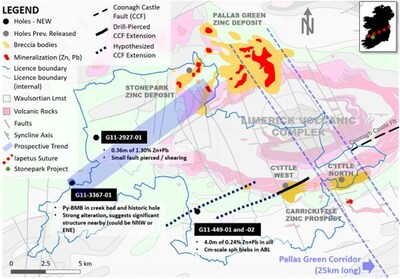 Exhibit 2. Drill Hole Map of the Stonepark (76.56%) Zinc Project, Ireland (CNW Group/Group Eleven Resources Corp.)